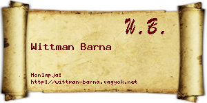 Wittman Barna névjegykártya